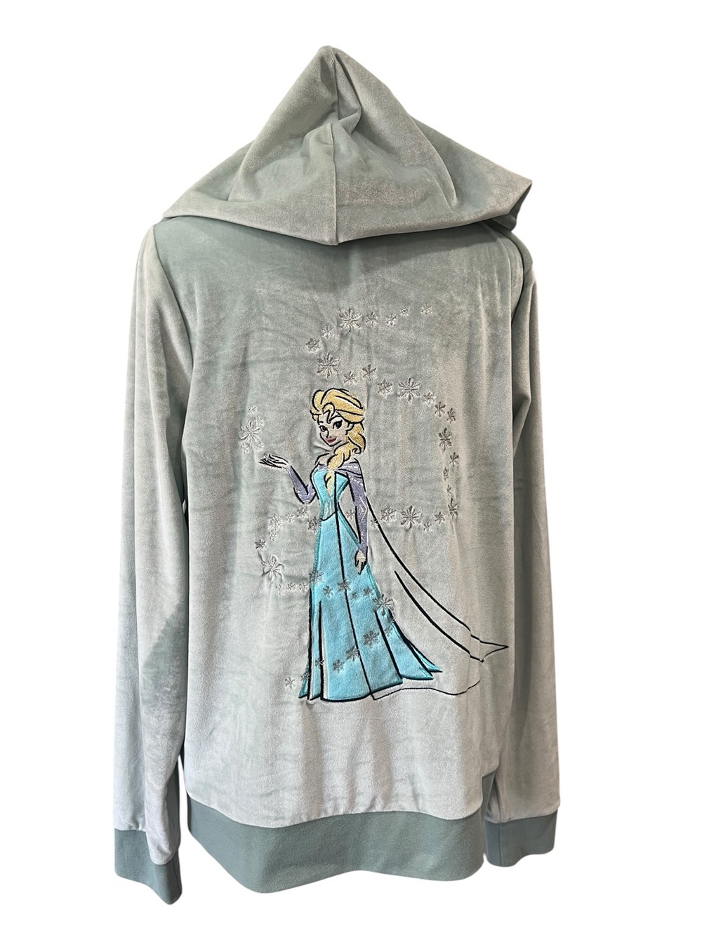Disney Frozen Elsa Embroidered Hooded Plush Zip Jacket Size Medium